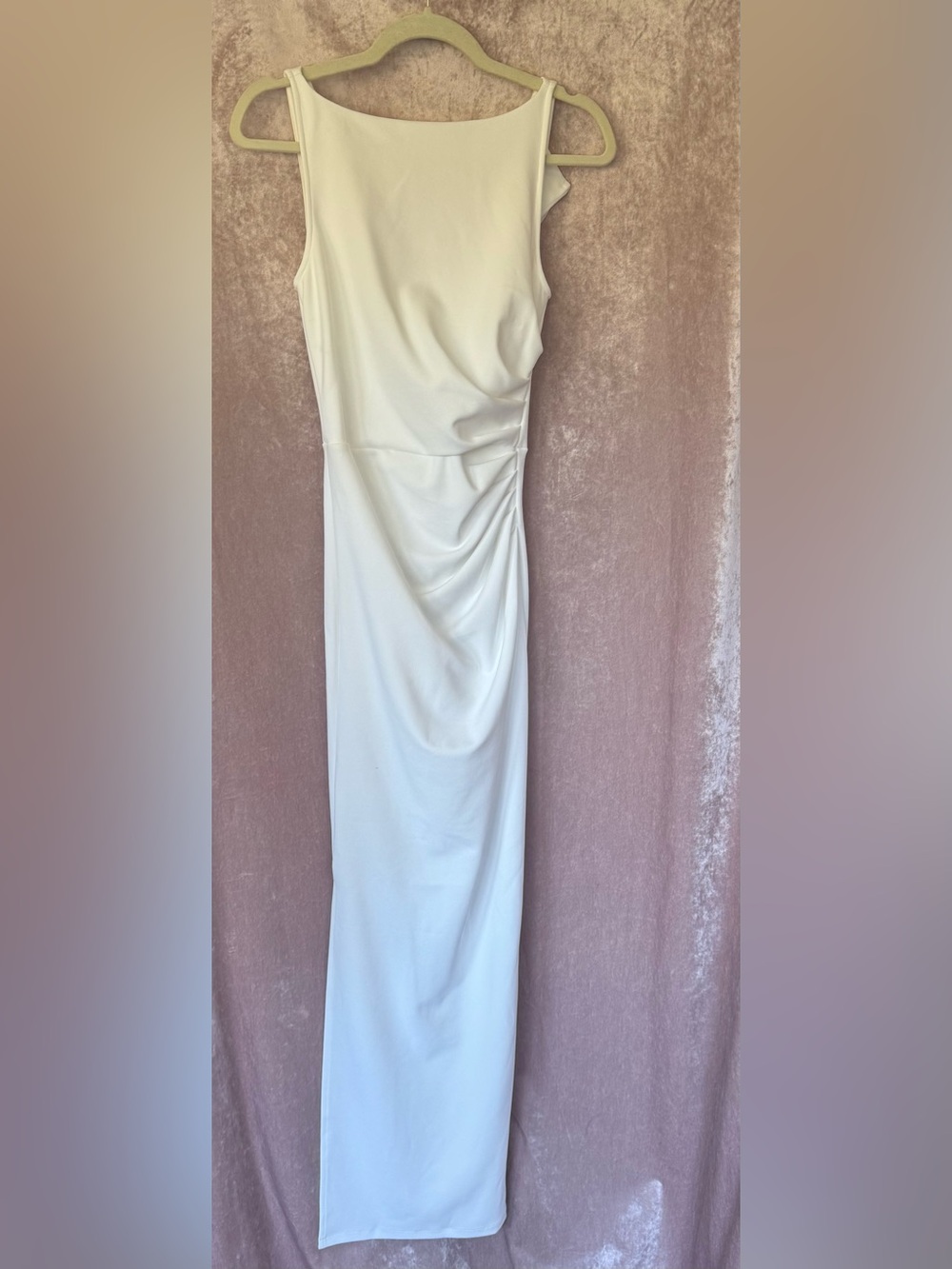 White Column Maxi Dress High Neck Modest Size XS - Picture 3 of 8